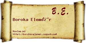 Boroka Elemér névjegykártya